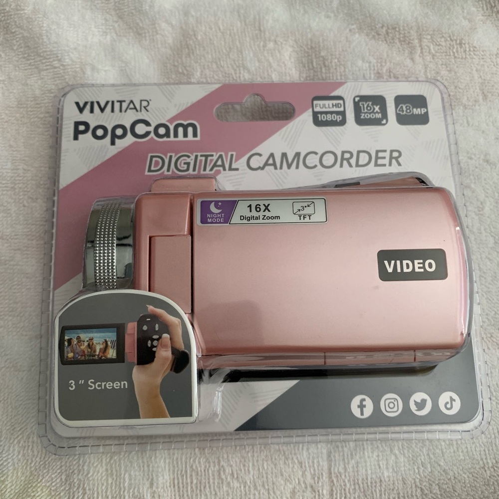 Vivitar PopCam Pink Digital Camcorder - Compact Full HD Video